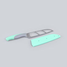 Load image into Gallery viewer, Easy Slice Stainless Steel Knife 15.2 CM, Razor Sharp Double-Edged Blade, Hollow Blade Design, Full-Tang Construction, Plastic Guard For Protection, 5 Years Warranty, Green