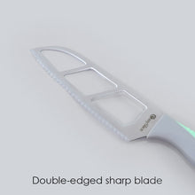 Load image into Gallery viewer, Easy Slice Stainless Steel Knife 15.2 CM, Razor Sharp Double-Edged Blade, Hollow Blade Design, Full-Tang Construction, Plastic Guard For Protection, 5 Years Warranty, Green