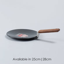 Load image into Gallery viewer, Ebony 25 cm Roti Tawa | Wooden Handle With Rivets | Hard Anodized Aluminium | Non Stick Tawa | 4.88 mm | 2 Years Warranty | Black