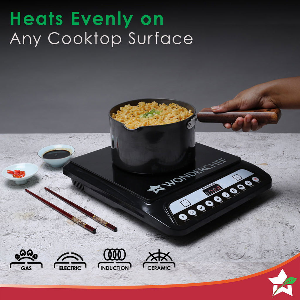 Ebony Hard Anodized 16 cm Nonstick Sauce Pan | Non Stick Sauce Pan | 2 L | 3.25 mm | Black and Brown