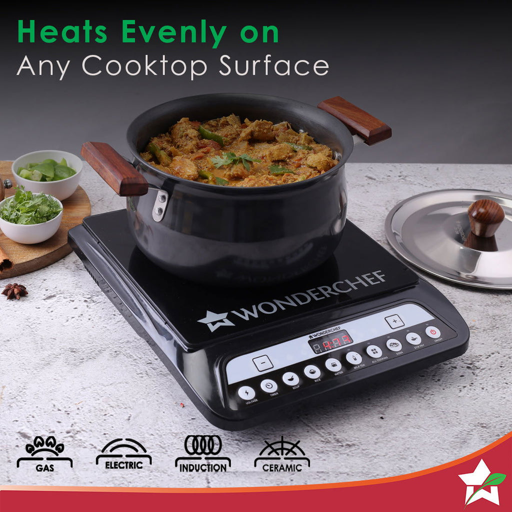 Ebony Hard Anodized Biryani Handi with Lid 3.5 L | Black