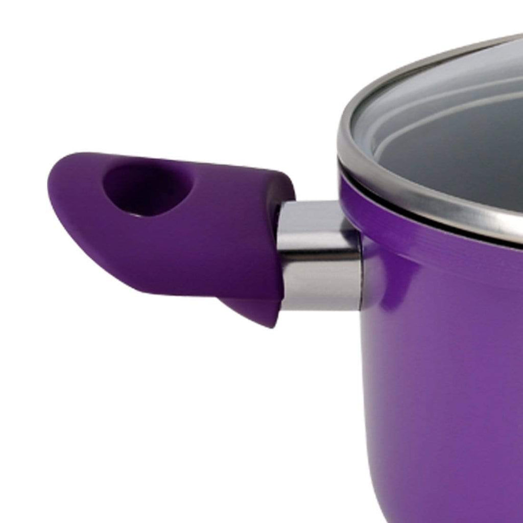 Elite Non-stick Casserole with Lid, Induction Bottom, Soft-touch Handle, Virgin Grade Aluminium, PFOA/Heavy metals free, 4mm rim, Purple, 2 Years Warranty