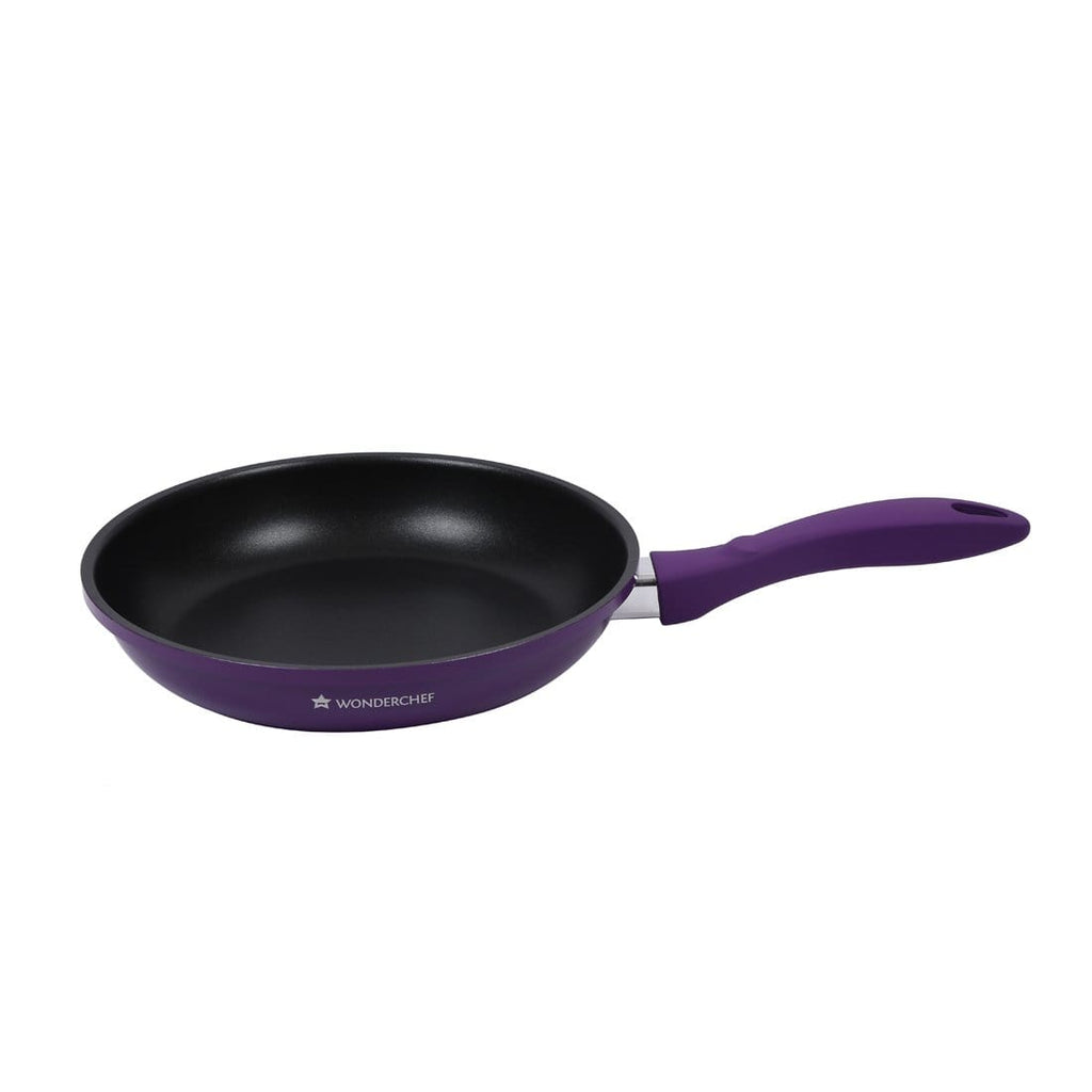 Elite Non-stick Cookware Set, 3Pc (Frying Pan, Dosa Tawa, Waterlily Slotted Turner),Induction Bottom, Soft-touch Handles, Virgin Grade Aluminium, PFOA/Heavy Metals Free, 2 Years Warranty, Purple