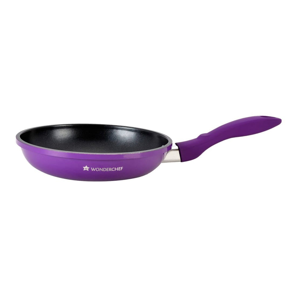 Elite Non-stick Cookware Set, 3Pc (Frying Pan, Dosa Tawa, Waterlily Slotted Turner),Induction Bottom, Soft-touch Handles, Virgin Grade Aluminium, PFOA/Heavy Metals Free, 2 Years Warranty, Purple