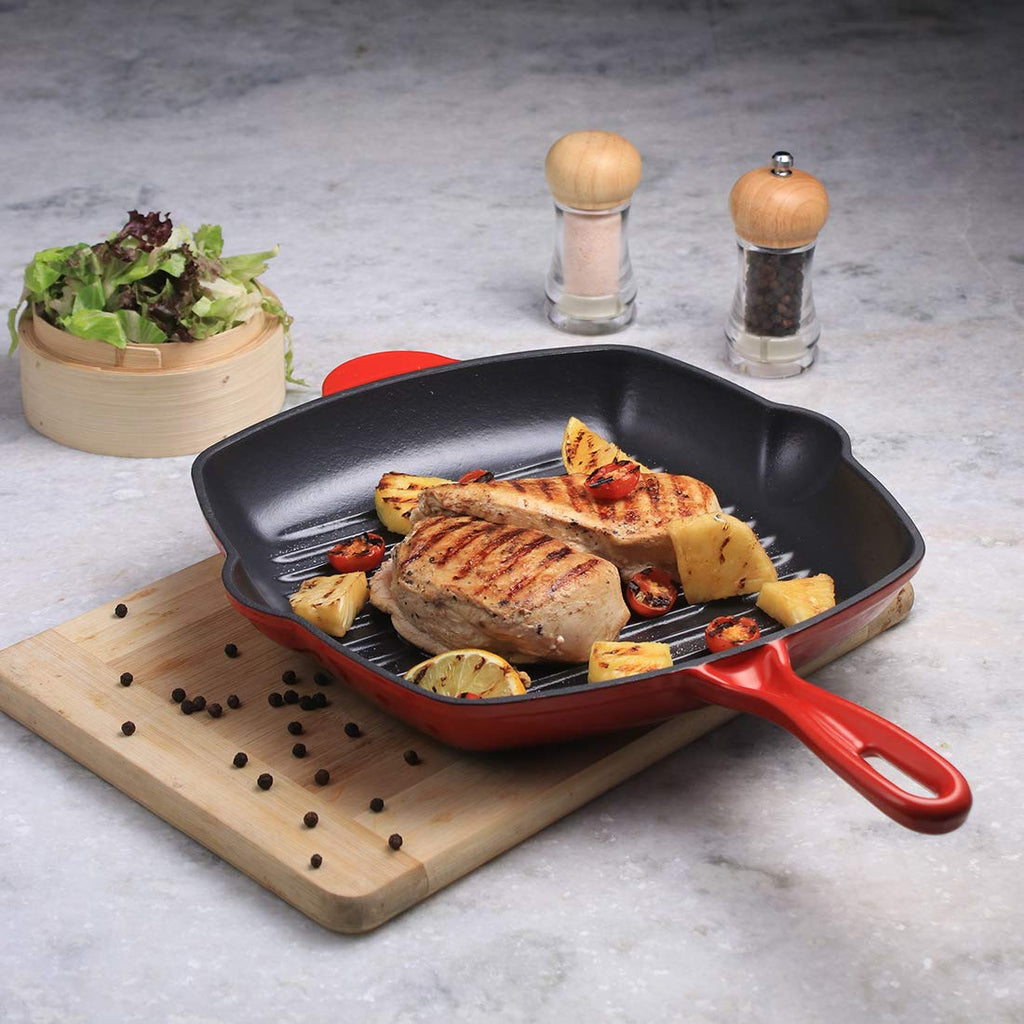 Ferro Cast-iron 29.5 cm Grill Pan, 2.6L, 4.5 mm, Majolica Red