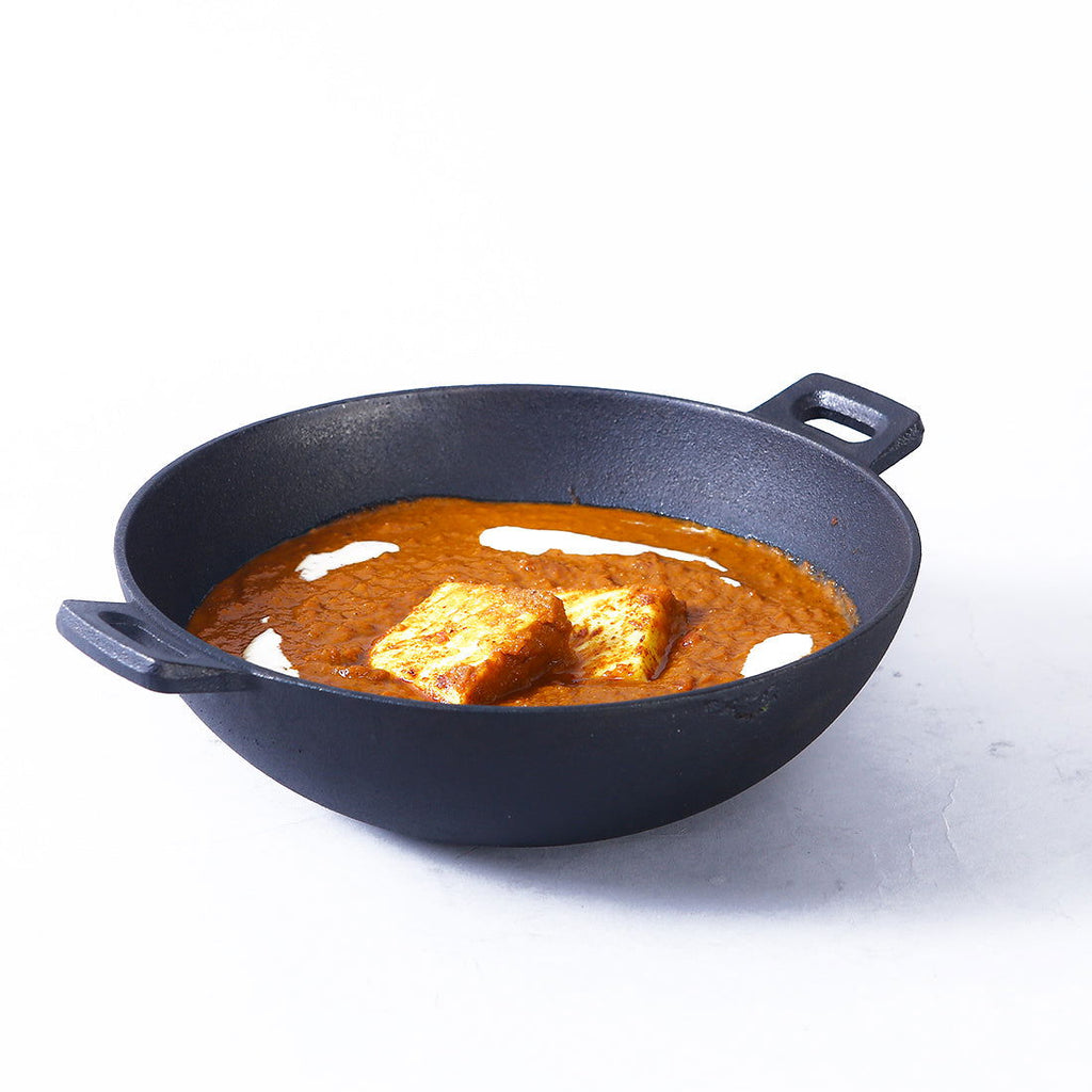 Forza 24 cm Cast-iron Kadhai, Pre-Seasoned Cookware, Induction Friendly, 1.9L, 3.8mm