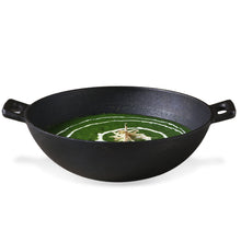 Load image into Gallery viewer, Forza 30cm Cast-iron Kadhai, Pre-Seasoned Cookware, Induction Friendly, 3.35L, 3.8mm