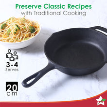 Load image into Gallery viewer, Forza Cast-Iron 20 cm Fry Pan, Pre-Seasoned Cookware, Induction Friendly, 3.8mm