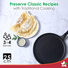 Load image into Gallery viewer, Forza Cast-Iron 25 cm Dosa Tawa Pan | Pre-Seasoned Cookware | Induction Friendly | 3.8 mm| With Lifetime Exchange Warranty