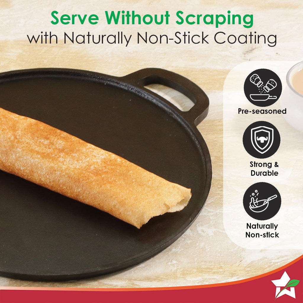 Forza Pre-Seasoned 30 cm Cast-iron Dosa Tawa