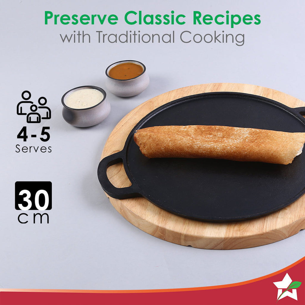 Forza Pre-Seasoned 30 cm Cast-iron Dosa Tawa