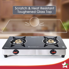 Load image into Gallery viewer, Galaxy 2 Burner Auto Cooktop | 6mm Toughened Glass | Piezo Auto Ignition | 2 Years Warranty