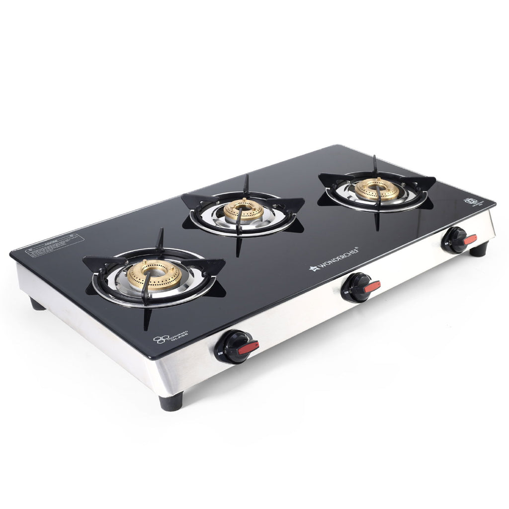 Galaxy 3 Burner Auto Cooktop | 6mm Toughened Glass | Piezo Auto Ignition | 2 Years Warranty