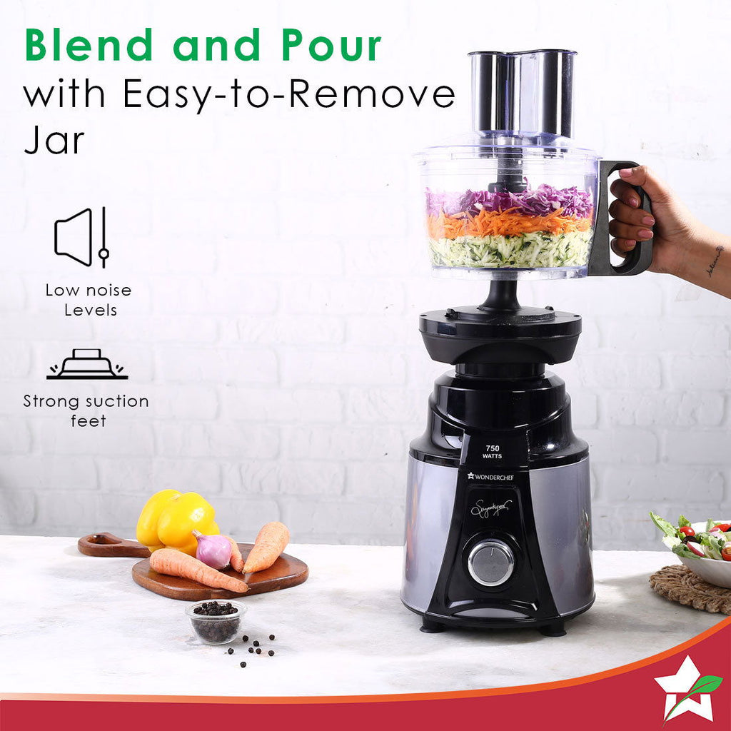 Galaxy Food Processor 750W Mixer Grinder, 100% Copper Motor, 4 Jars, Black & Grey, 5 Year on Motor and 2 Years Overall Warranty