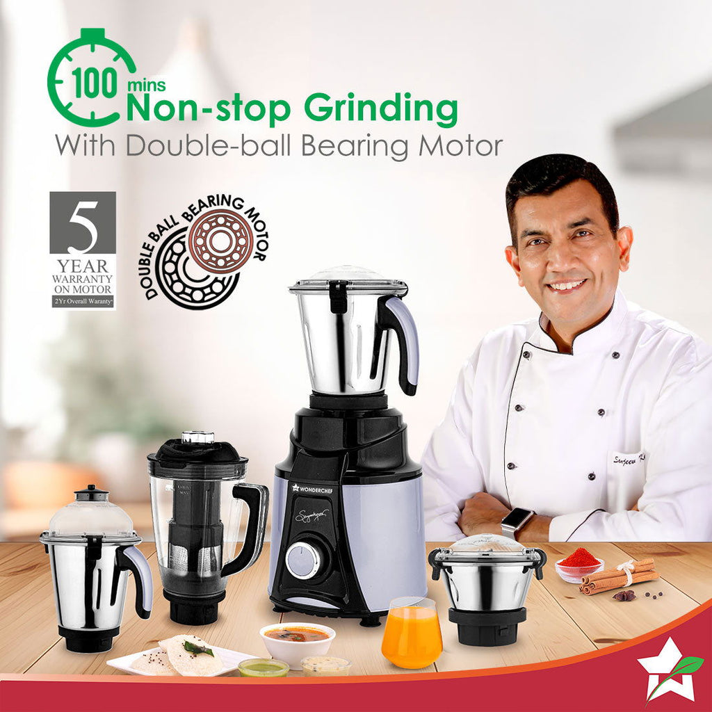 Galaxy Mixer Grinder 1000W | 100 Mins Non-Stop Grinding | 100% Copper Motor | Heavy Duty | Low Noise | Chutney Grinding, Dry Grinding, Wet Grinding, Juicing, Blending | 4 Jars | 2 Year Warranty