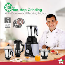 Load image into Gallery viewer, Galaxy Mixer Grinder 1000W | 100 Mins Non-Stop Grinding | 100% Copper Motor | Heavy Duty | Low Noise | Chutney Grinding, Dry Grinding, Wet Grinding, Juicing, Blending | 4 Jars | 2 Year Warranty