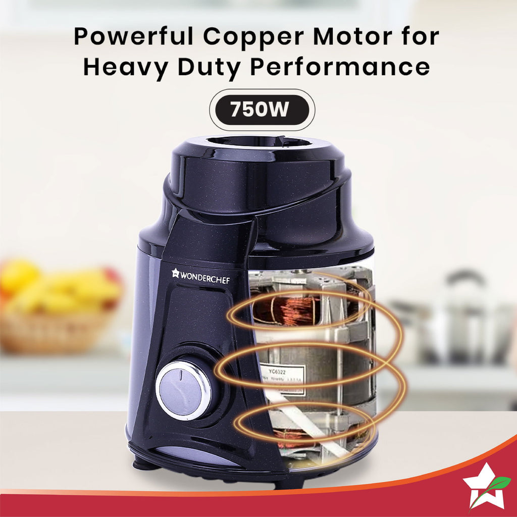 Galaxy Mixer Grinder 750W 100% Copper Motor, 4 Stainless Steel Jars, Black & Grey, 5 Years Warranty