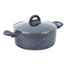 Load image into Gallery viewer, Granite 24 cm Non-Stick Casserole | Glass Lid |Induction Bottom | Soft-Touch Handles | Virgin Aluminium | PFOA and Heavy Metals Free | 3.5mm | 4 liters | 2 Year Warranty | Grey