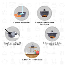 Load image into Gallery viewer, Granite 24 cm Non-Stick Casserole | Glass Lid |Induction Bottom | Soft-Touch Handles | Virgin Aluminium | PFOA and Heavy Metals Free | 3.5mm | 4 liters | 2 Year Warranty | Grey