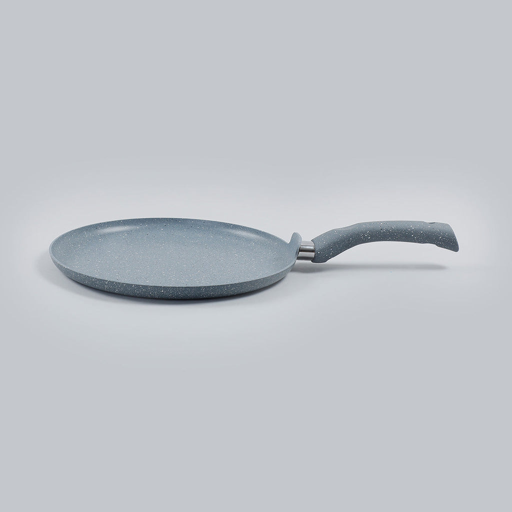 Granite 28cm Non-Stick Dosa Tawa | Induction Bottom | Soft-Touch Handles | Virgin Aluminium | PFOA/Heavy Metals Free | 3.5mm | 2 Year Warranty | Grey