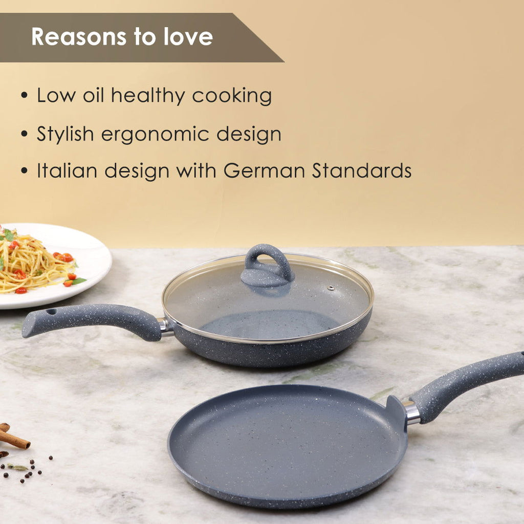 Granite 3 Pc Cookware Set with Lid, Non Stick, 2 Years Warranty