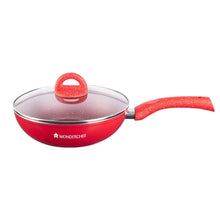 Load image into Gallery viewer, Granite Aluminium Non-stick Wok With Glass Lid, 24cm, 2.7L, 3.5mm, Red, Compatible On Hot Plate, Hobs, Gas Stove, Ceramic Plate And Induction, 2 Years Warranty