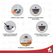 Load image into Gallery viewer, Granite Die-Cast Non-stick Casserole Set, 6Pc (16cm, 20cm, 24cm) Induction Bottom, Soft-touch Handles, Virgin Grade Aluminium, PFOA/Heavy metals free, 3.5mm, 2 years warranty, Black