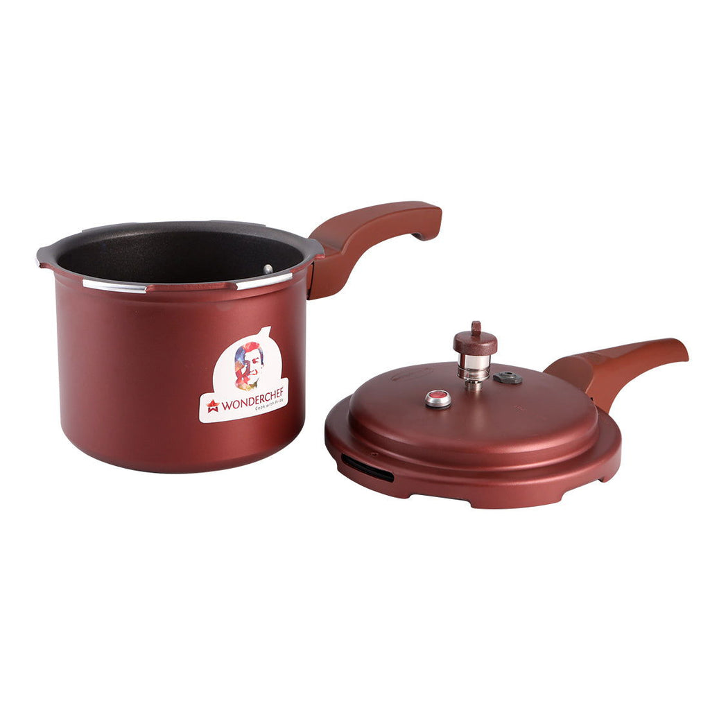 HealthGuard 3L Induction Base Aluminium Nonstick Pressure Cooker with Outer Lid, Maroon