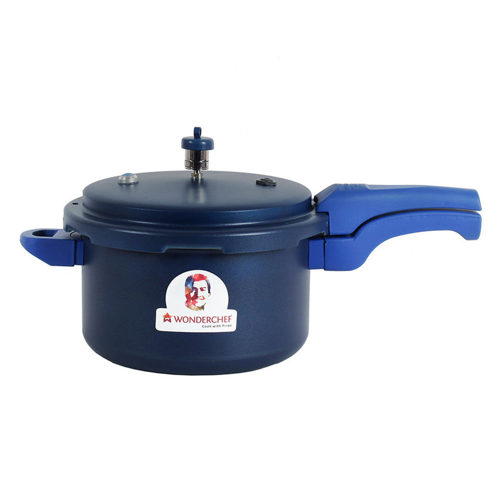 HealthGuard Induction Base 5L Aluminium Nonstick Pressure Cooker with Outer Lid, Blue