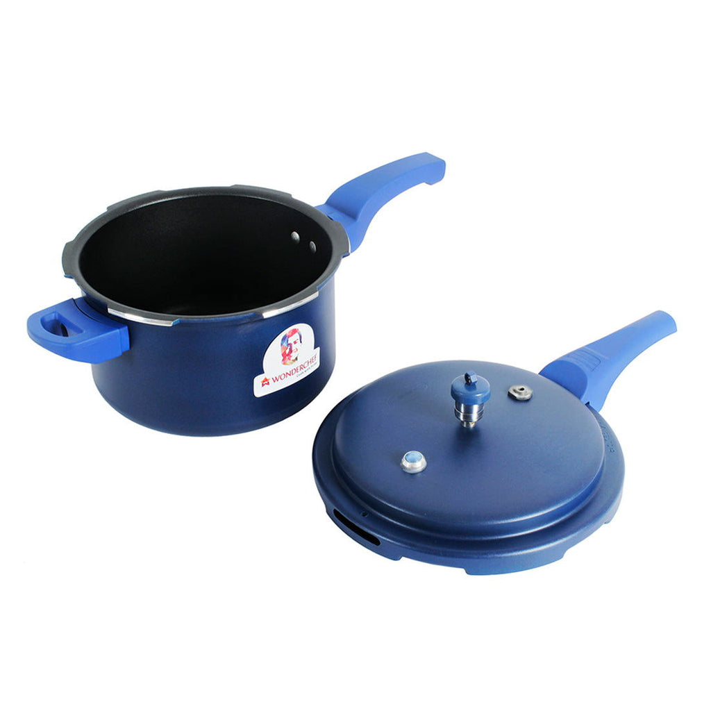 HealthGuard Induction Base 5L Aluminium Nonstick Pressure Cooker with Outer Lid, Blue