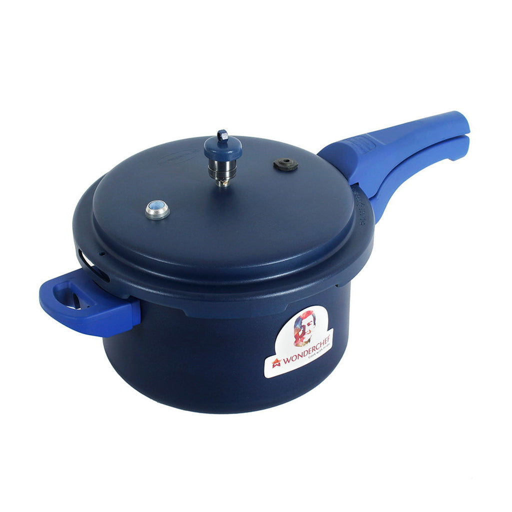 HealthGuard Induction Base 5L Aluminium Nonstick Pressure Cooker with Outer Lid, Blue