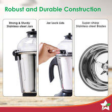 Load image into Gallery viewer, Hush BLDC Mixer Grinder | 3 Jars for Blending, Dry Grinding, Chutney Grinding | Low Friction | Low Noise | Conserves Power | Grind Masalas, Nuts, Coconut to Fruits/Vegetables | RPM 18,000