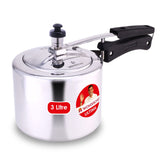 Inner Lid Ultima 3L Pressure Cooker | 3.25 mm Heavy Encapsulated Bottom | Bakelite Handles for Durability | Induction Friendly (Aluminium , Silver)