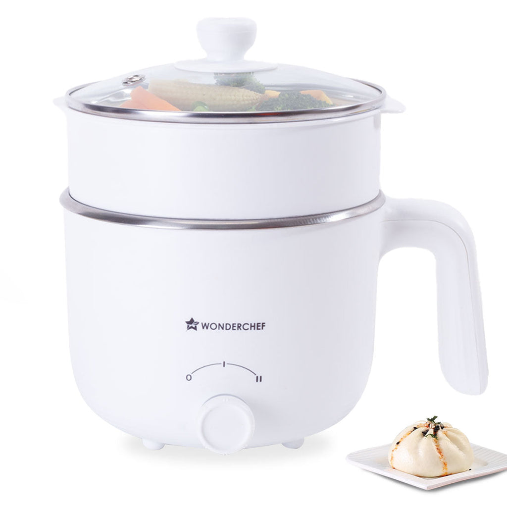 Luxe Multi Cook Kettle | Dual Power Modes | Quick Boiling | Automatic Shut-Off | Overheat Protection | Boil-Dry Protection | Egg Stand | Steamer Pot | Anti-Rust Stainless Steel | Cool Touch Exterior | 1.2 L | 600W | Ivory | 2 Years Warranty