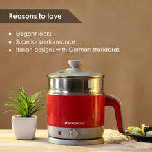 Load image into Gallery viewer, LUXE Multicook Stainless Steel 1.2 L Electric Kettle, 1000W, Red