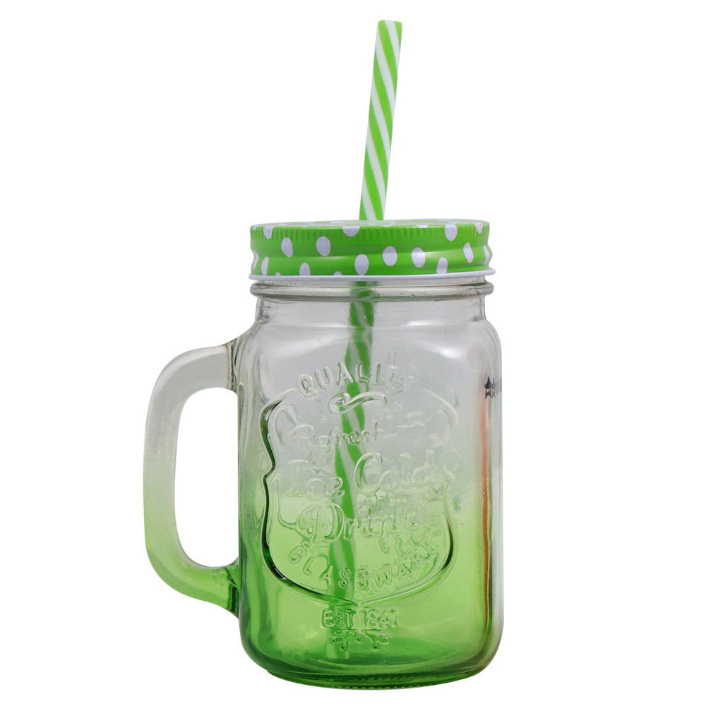 Mason Jar Set 450Ml (Red And Green)