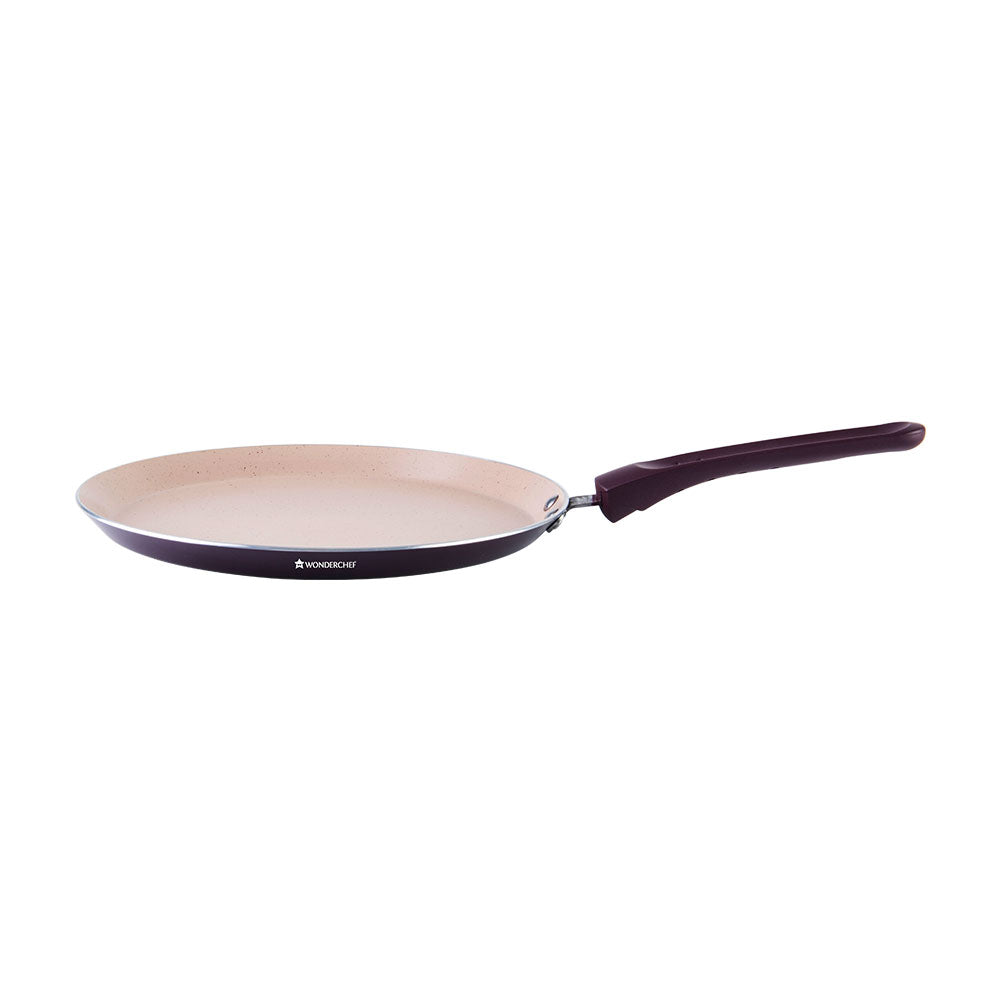 Milano Set Burgundy 24 cm, Wok, Fry Pan, Dosa Tawa, Meta Tuff - non - stick coating, Pure grade Aluminum,