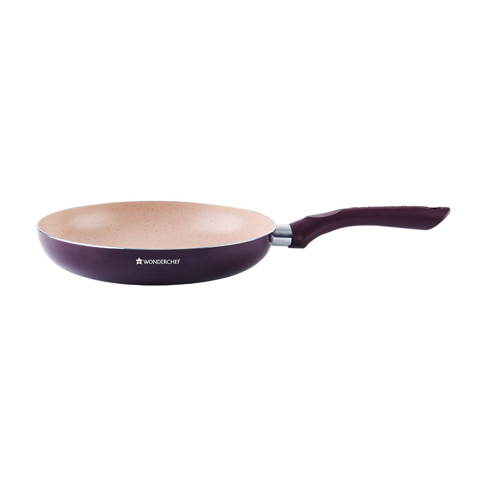 Milano Set Burgundy 24 cm, Wok, Fry Pan, Dosa Tawa, Meta Tuff - non - stick coating, Pure grade Aluminum,