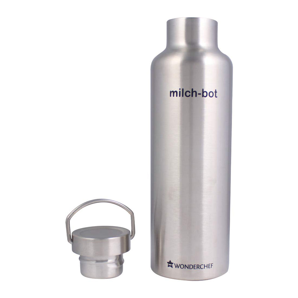 Milch-Bot, 750ml, Double Wall Stainless Steel Vacuum Insulated Hot and Cold Flask, Leak Proof Lid With Handle, 2 Years Warranty