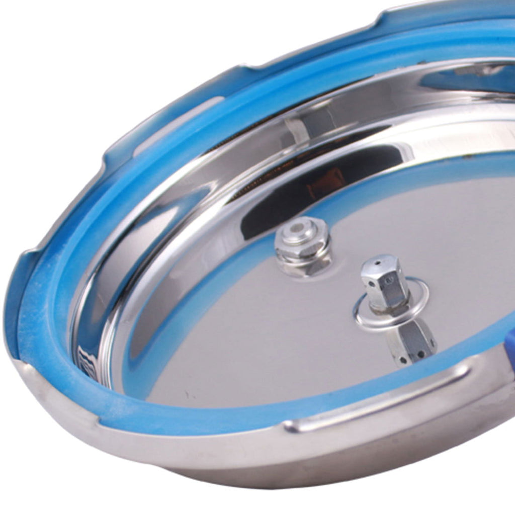 Nigella Induction Base 2.5L Stainless Steel Handi Pressure Cooker with Outer Lid, Blue Handle