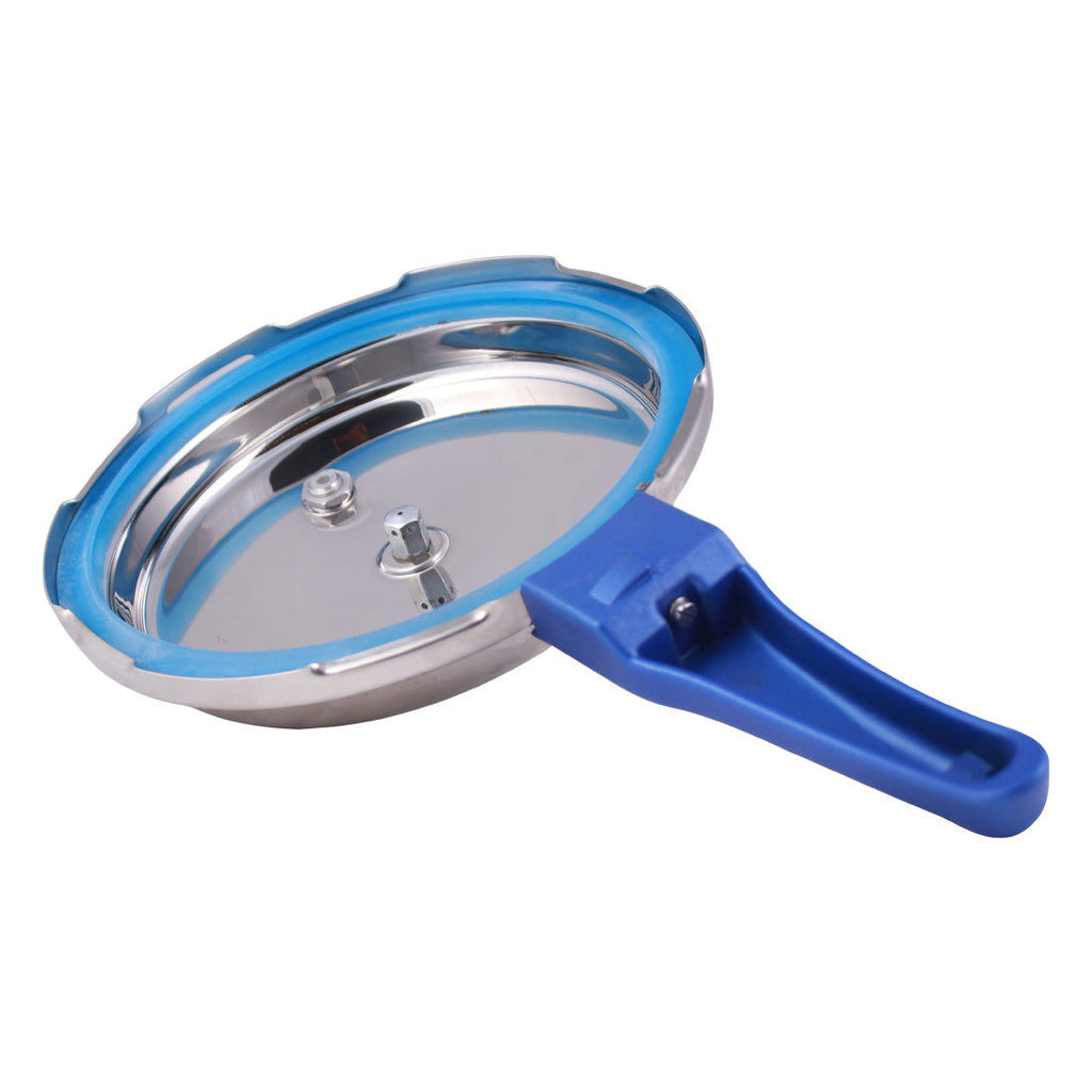 Nigella Induction Base 3.5L Stainless Steel Handi Pressure Cooker with Outer Lid, Blue Handle