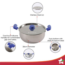 Load image into Gallery viewer, Nigella Stainless Steel 28 cm Biryani Pot | 6.5 Liters | Silver