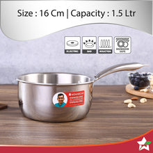 Load image into Gallery viewer, Nigella Tri-ply Stainless Steel 16 cm Sauce Pan | 1.5 Liters | 2.6mm Thickness | Silver