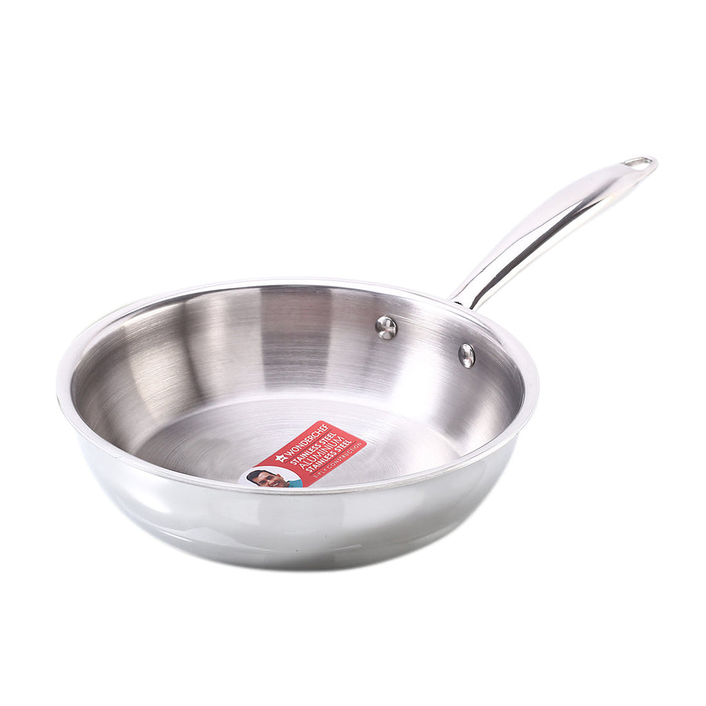 Nigella Tri-ply Stainless Steel 22 cm Fry Pan | 1.8 Litres | 2.5 mm Thickness | With Induction base | Compatible with all cooktops | Riveted Cool-Touch Handle | 10 Year Warranty