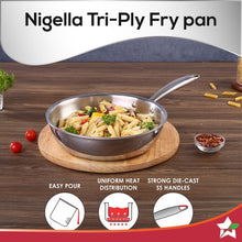 Load image into Gallery viewer, Nigella Tri-ply Stainless Steel 22 cm Fry Pan | 1.8 Litres | 2.5 mm Thickness | With Induction base | Compatible with all cooktops | Riveted Cool-Touch Handle | 10 Year Warranty