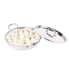 Load image into Gallery viewer, Nigella Tri-Ply Stainless Steel 30 cm Kadhai with Lid | 4.6 Litres | 2.6mm Thickness | Kadhai with Induction base | Compatible with all cooktops | Riveted Cool-Touch Handle | 10 Year Warranty