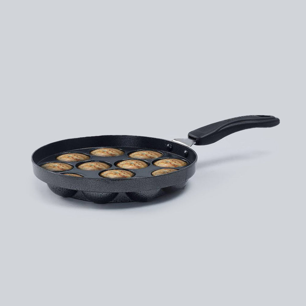 Non-Stick Appa Kara Cookware with 12 cavities | Appam PatraPaniyarakkal | Paniyaram | Appam Pan | Pan Cake Maker | Ponganal Maker | Kuzhi Paniyaram | Paddu Tawa | Cool Touch Bakelite Handle | Pure Grade Aluminium | PFOA Free | 1 Year Warranty | Black