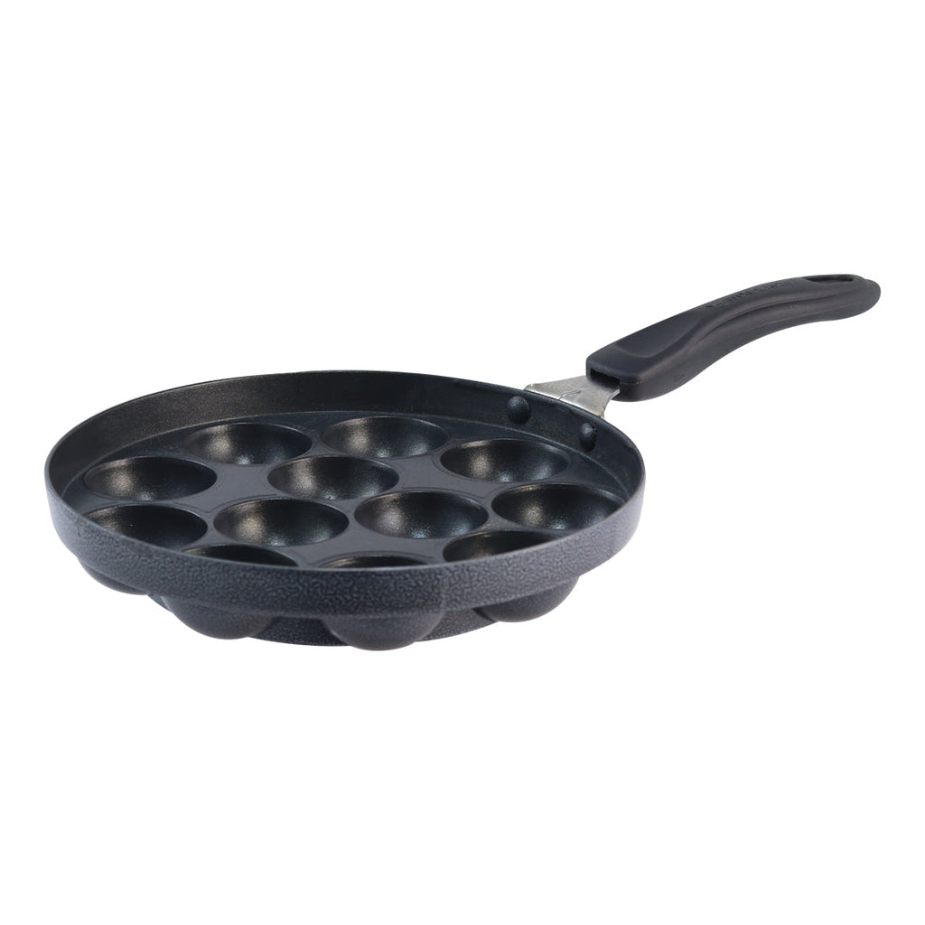 Non-Stick Appa Kara Cookware with 12 cavities | Appam PatraPaniyarakkal | Paniyaram | Appam Pan | Pan Cake Maker | Ponganal Maker | Kuzhi Paniyaram | Paddu Tawa | Cool Touch Bakelite Handle | Pure Grade Aluminium | PFOA Free | 1 Year Warranty | Black