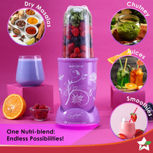 Load image into Gallery viewer, Nutri Blend Orchid, 22000 RPM 100% Full Copper Motor, 2 Unbreakable Jars, 400 W, 2 Years Warranty, Recipe book by Chef Sanjeev Kapoor, Orchid