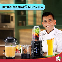 Load image into Gallery viewer, Nutri Blend Smart 3 Jar Automatic Mixer Grinder with Dual Pulse Function|22000 RPM|100% Full Copper Motor|2 Unbreakable Jars|500 W|2 Years Warranty|Recipe book by Chef Sanjeev Kapoor| Black